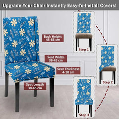 HOTKEI Blue Digital Printed Chair Cover Stretchable Seat Slipcover and Protector