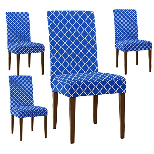 HOTKEI Blue Indigo Print Stretchable Dining Chair Cover, Seat Cover and Protector for Dining Chair