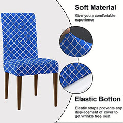 HOTKEI Blue Indigo Print Stretchable Dining Chair Cover, Seat Cover and Protector for Dining Chair