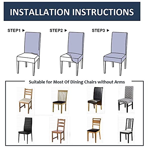 HOTKEI Blue Indigo Print Stretchable Dining Chair Cover, Seat Cover and Protector for Dining Chair