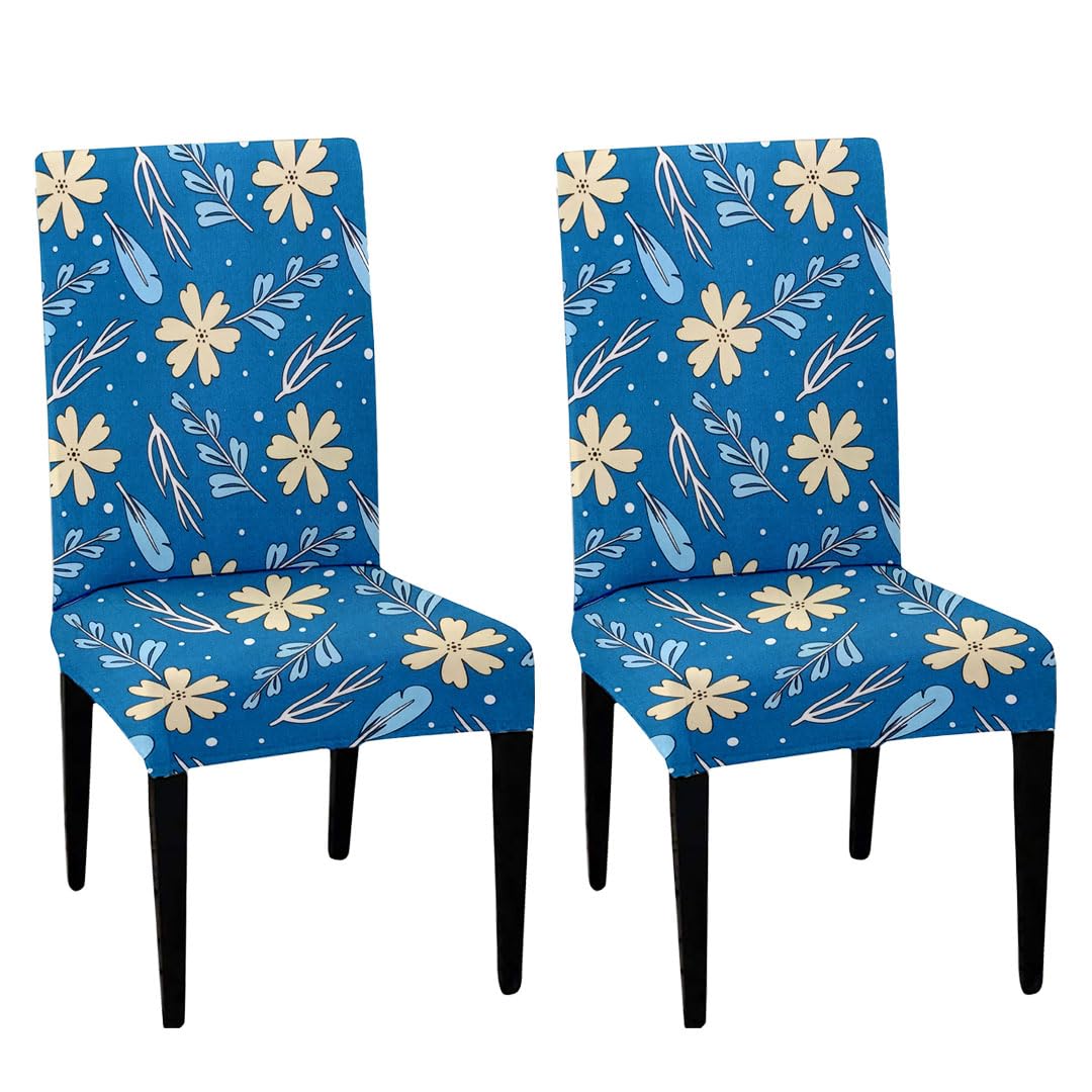 HOTKEI Blue Digital Printed Chair Cover Stretchable Seat Slipcover and Protector