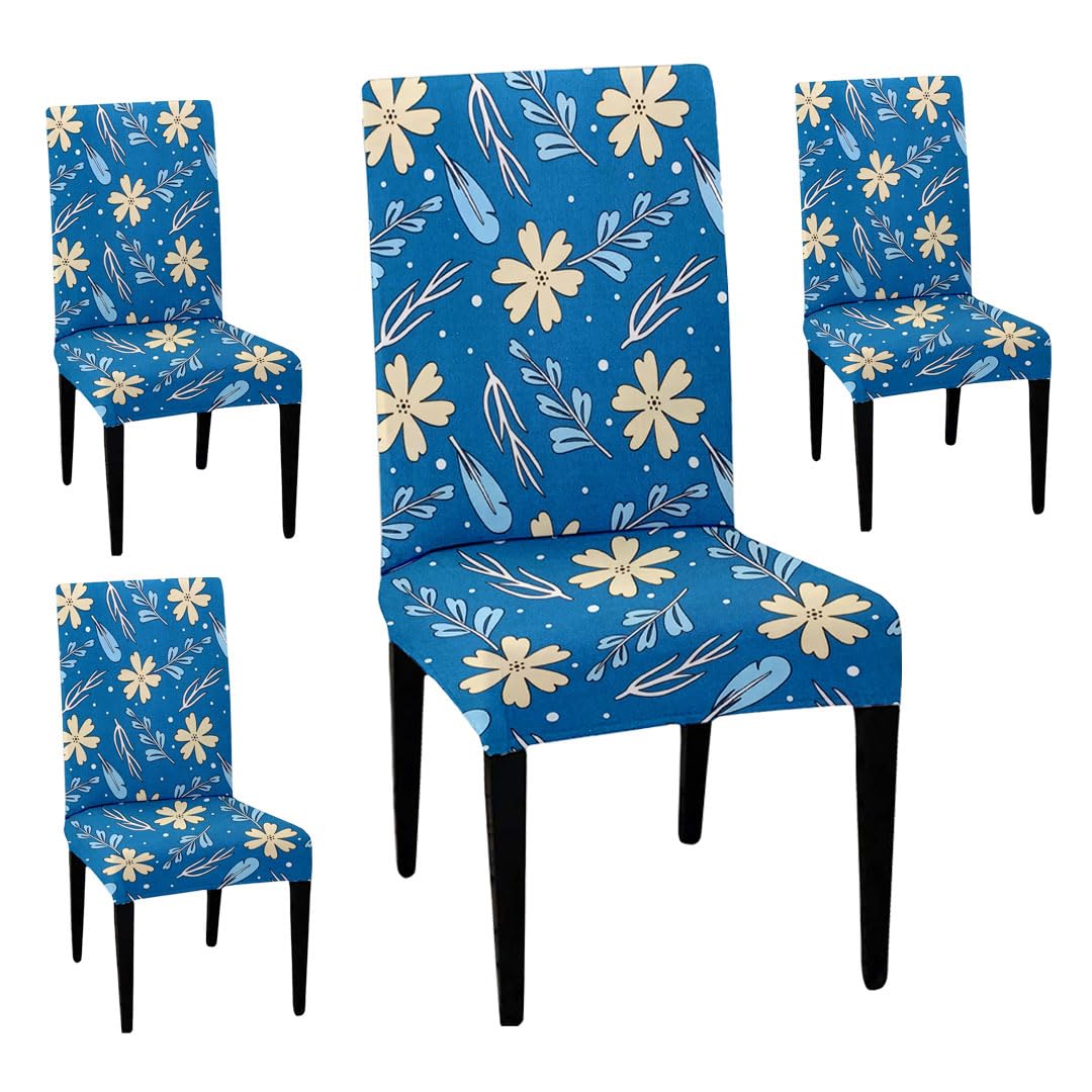 HOTKEI Blue Digital Printed Chair Cover Stretchable Seat Slipcover and Protector