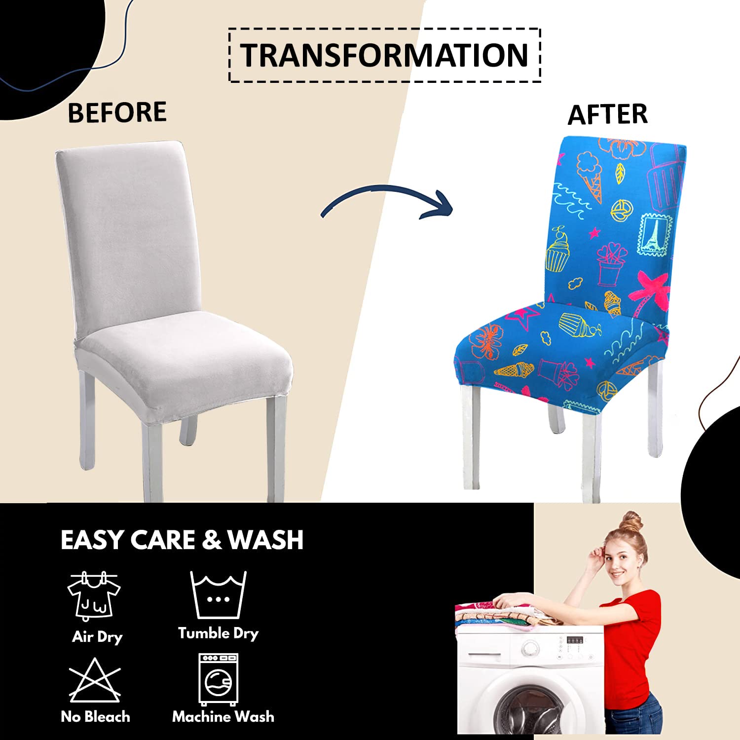 HOTKEI | Transform Old chair with printed chair covers on livebetterindia.com