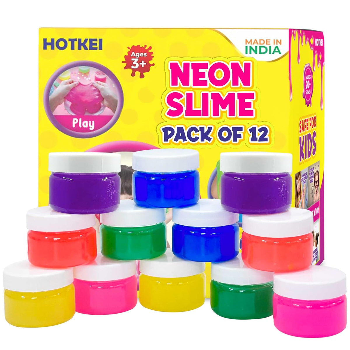 Hotkei | Neon colored Slime bottles for Kids on livebetterindia.com