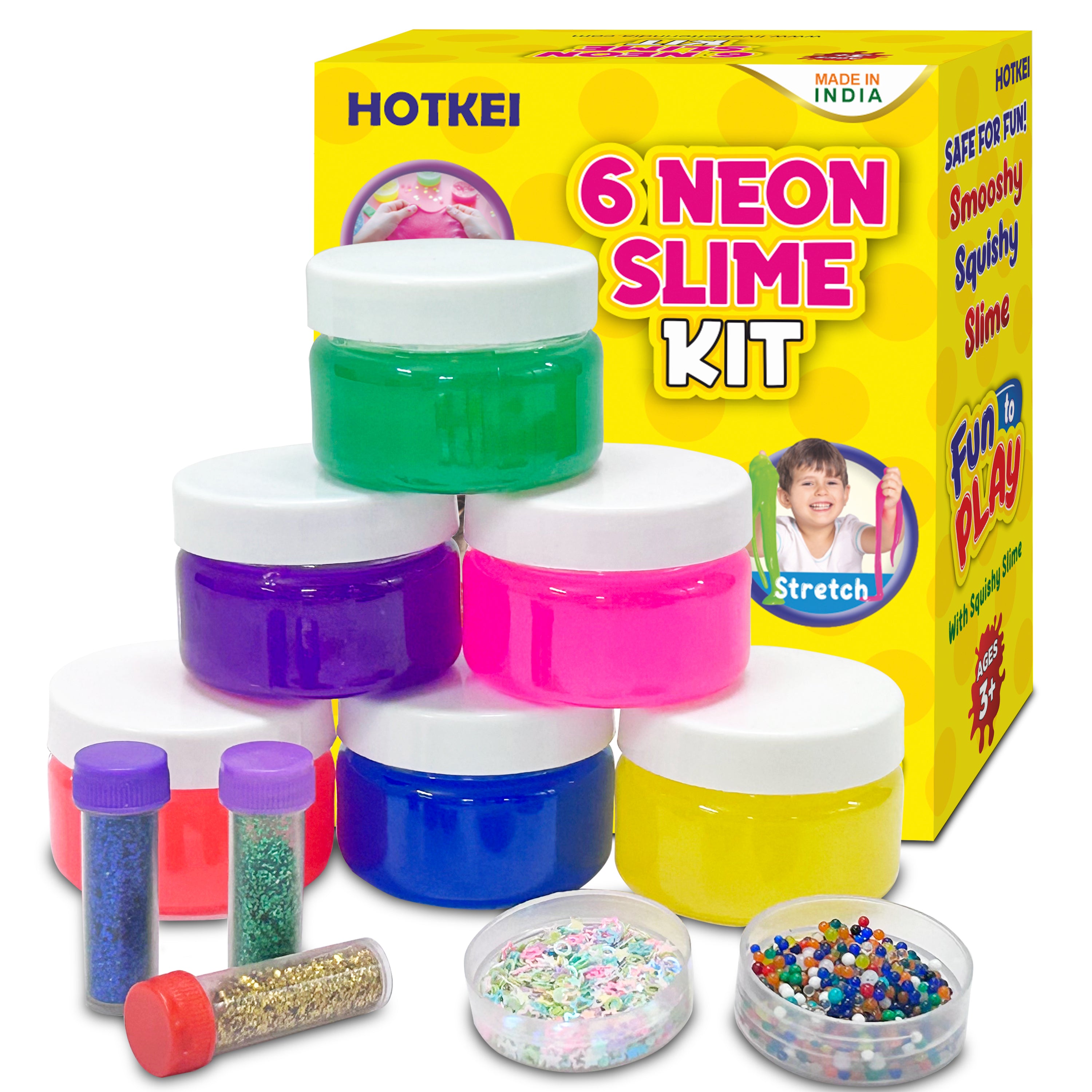 HOTKEI Neon Color Fruit Scented Toy Slime Kit Neon Slime Gel Kids Playing Kit