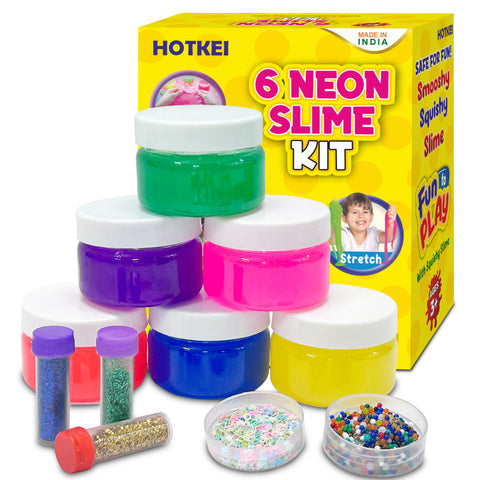 HOTKEI Neon Color Fruit Scented Toy Slime Kit Neon Slime Gel Kids Playing Kit