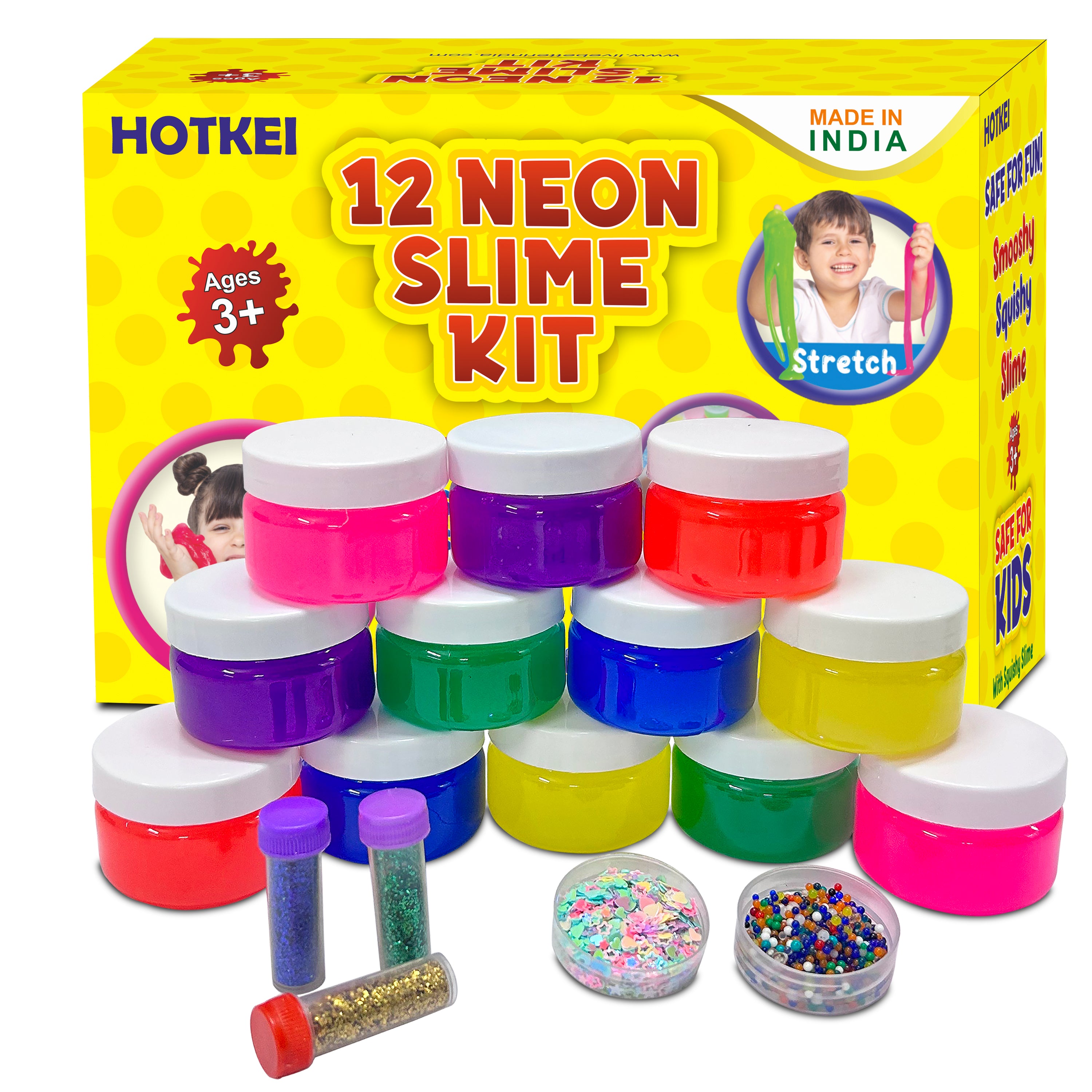 HOTKEI Neon Color Fruit Scented Toy Slime Kit Neon Slime Gel Kids Playing Kit