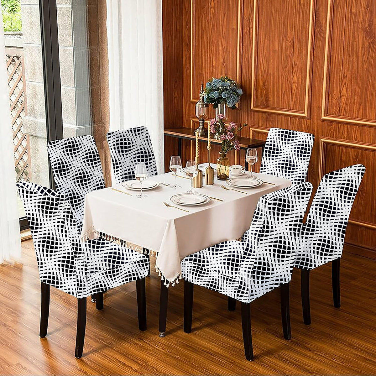 Lazi | Pack of 6 chair cover on livebetterindia