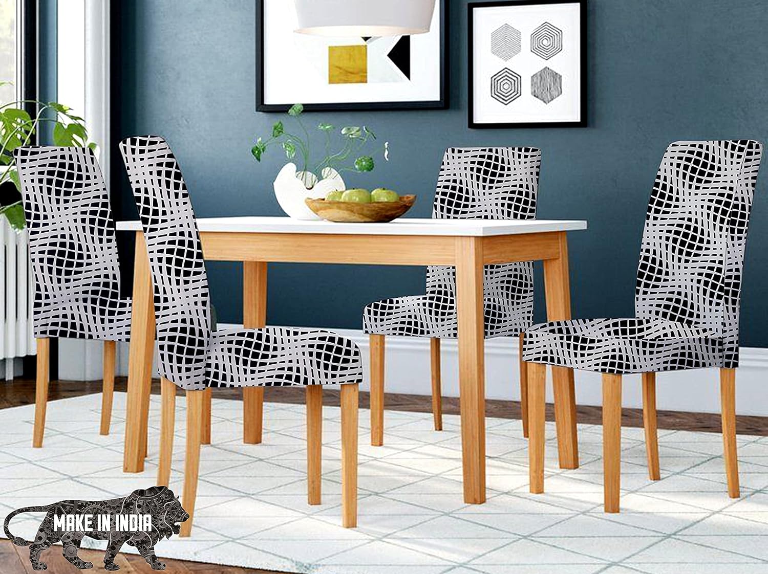Lazi | Pack of 4 dining chair cover set on livebetterindia