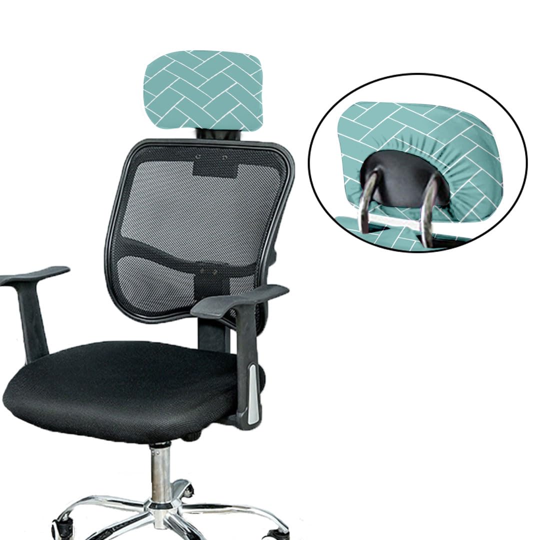 LAZI | green printed office boss chair headrest cover on livebetterindia.com
