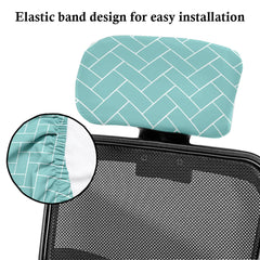 LAZI | Green elastic stretch printed headrest cover for office chair on livebetterindia.com