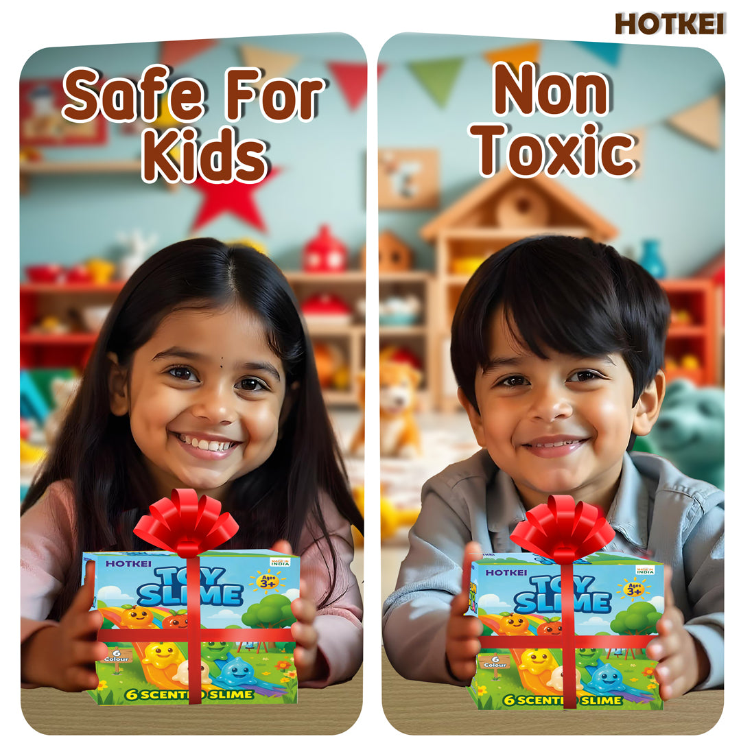 HOTKEI Pack of 6 Toy Slime Multicolored Fruit Scented Slime Gel Putty Set Kit Birthday Gift Toys for Boys Girls Kids 3 4 5 10 years Boy Girl Kids 300 gm Slimy Gel