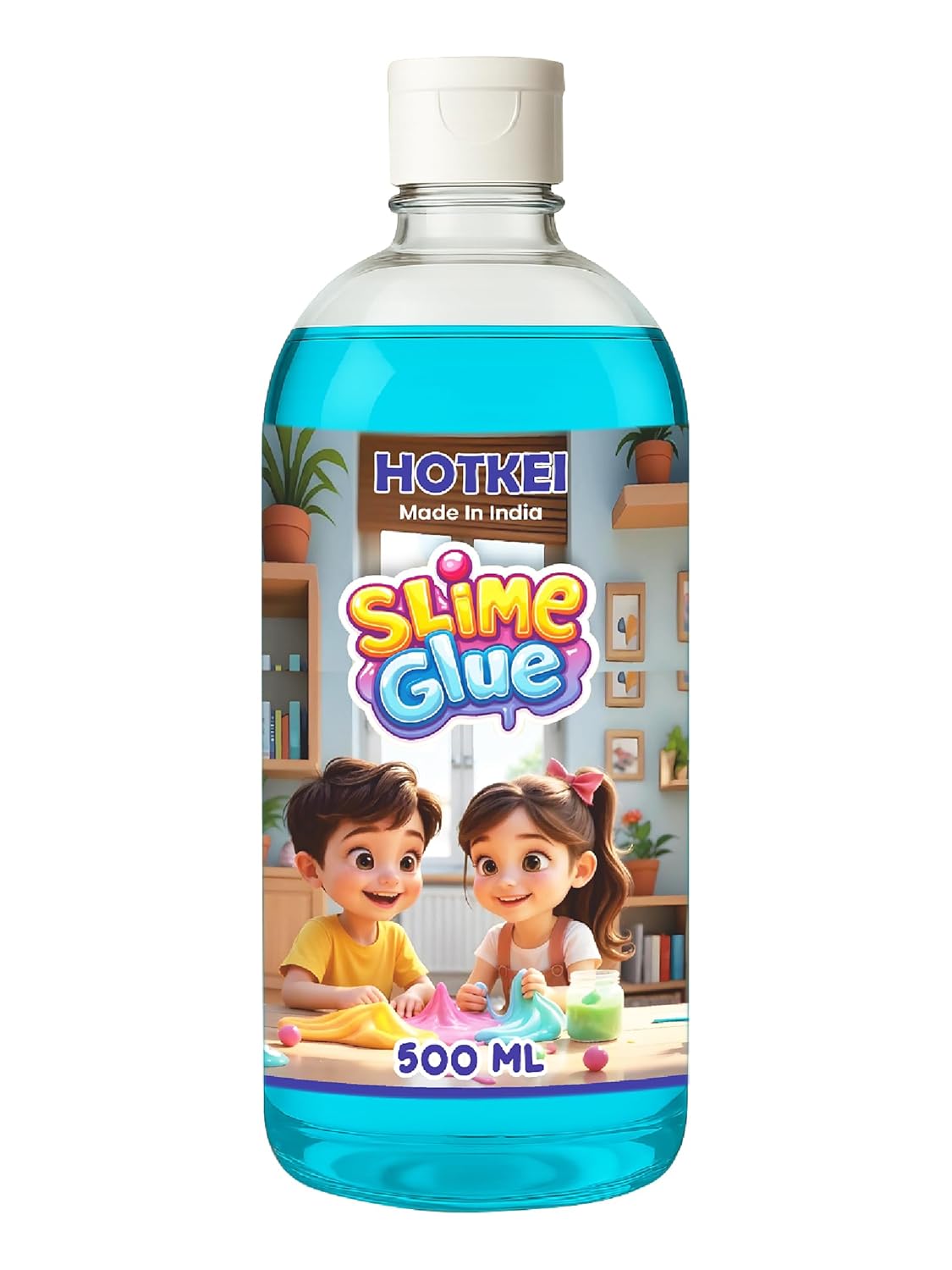HOTKEI 500 ml Blue Slime Glue DIY Magic Jelly Putty Toy for Slime Making Maker kit Set Liquid Gel Games Birthday Gift Toys for Boys Girls Kids for Making Slimes at Home 3 to 10 years