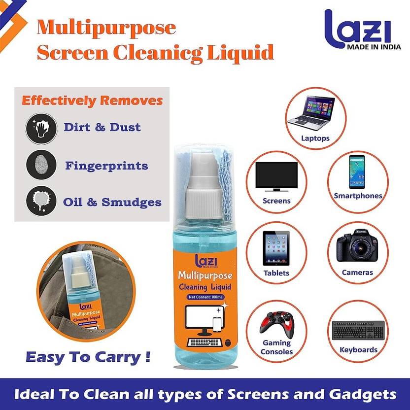 LAZI 100ml Blue Laptop Screen Cleaning Spray and Cleaning Slime Gel for Dust and Dirt Cleaning