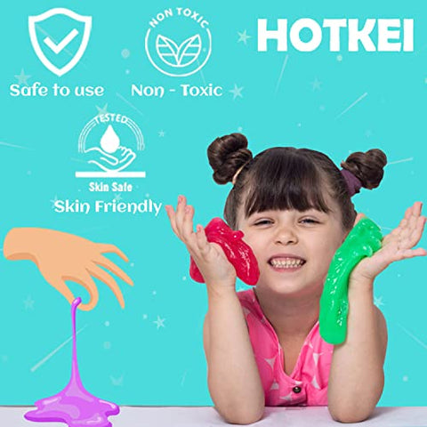 HOTKEI Neon Color Fruit Scented Toy Slime Kit Neon Slime Gel Kids Playing Kit