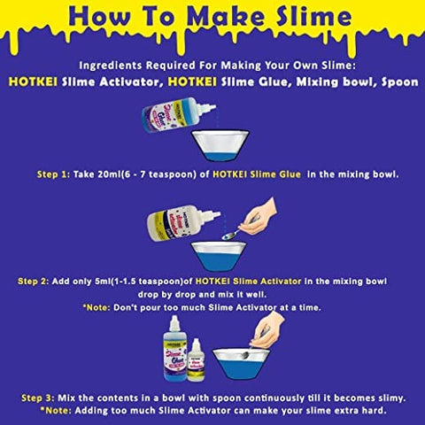 HOTKEI (Make 100+ slimes) Multicolor Scented DIY Magic Toy Slimy Slime Activator Glue Gel Jelly Putty Making kit Set Toy for Boys Girls Kids Slime Making Kit 4 Colored Glue 1 Activator - 500 ml each